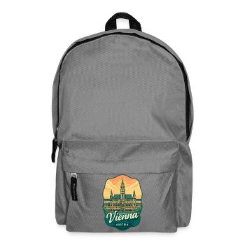 Wien Austria Rathaus Sonnenuntergang Vintage-Kunst - Rucksack - Mittelgrau - Vorne