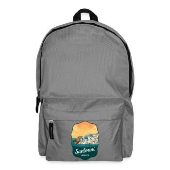 Santorini Blue Domes Retro Sonnenuntergangsabzeichen - Rucksack - Mittelgrau - Vorne
