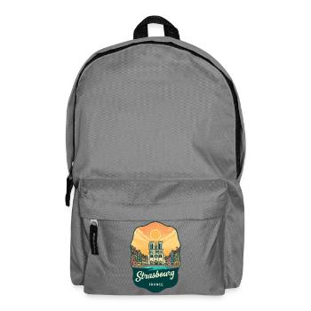 Straßburger Kathedral Retro-Sonnenuntergangsabzeichen - Rucksack - Mittelgrau - Vorne