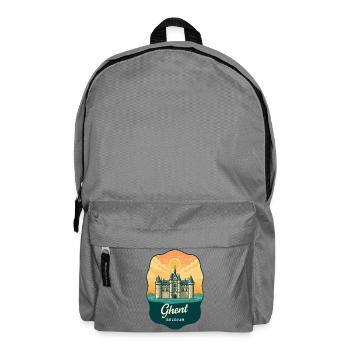 Insigne rétro du coucher de soleil du château de Gand Gravensteen - Sac à dos - gris éléphant - Devant