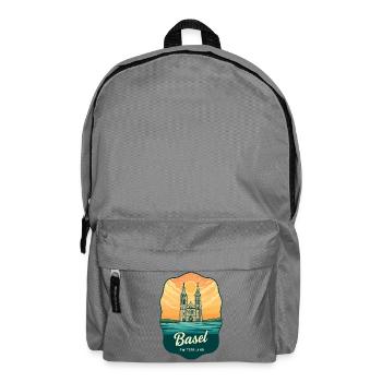 Basel Minster Retro Sunset Travel Badge - Backpack - elephant grey - Front
