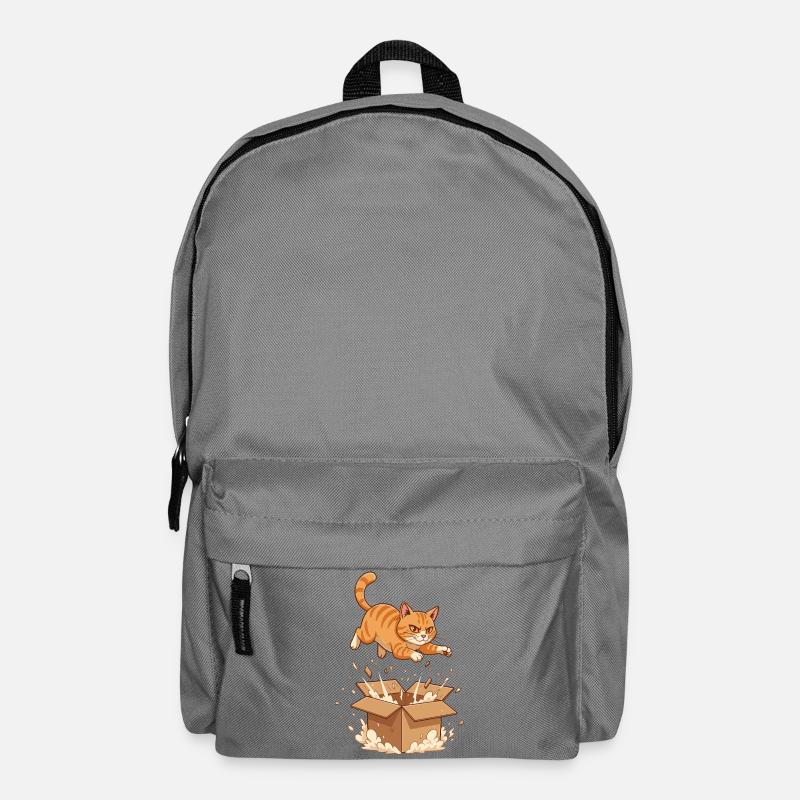 Cat Storm on Cardboard Box Cartoon - Backpack - elephant grey