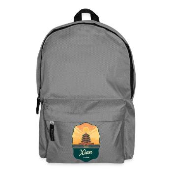 Insigne de voyage vintage de la pagode de l’oie sauvage de Xian - Sac à dos - gris éléphant - Devant