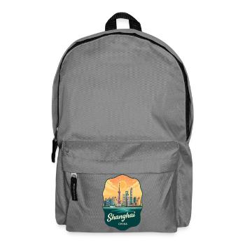 Shanghai Oriental Pearl Retro Sonnenuntergangsabzeichen - Rucksack - Mittelgrau - Vorne