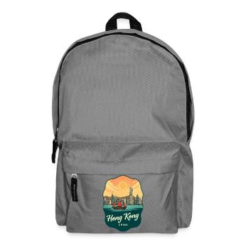 Hongkonger Victoria Harbour Retro-Sonnenuntergangsabzeichen - Rucksack - Mittelgrau - Vorne