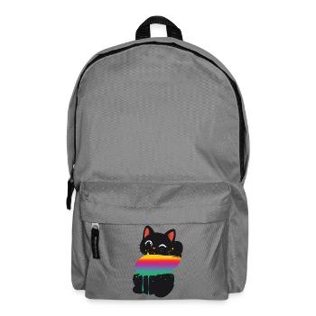 Süße Katze Regenbogen Splash Silhouette  - Rucksack - Mittelgrau - Vorne