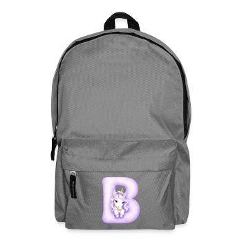 Lettre B Licorne Violette - Sac à dos - gris éléphant - Devant