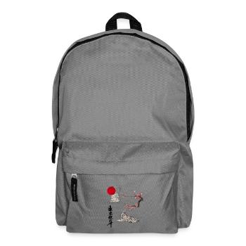 Japan Tiger Ukiyo-e mit Kirschblüten und Pagode - Rucksack - Mittelgrau - Vorne