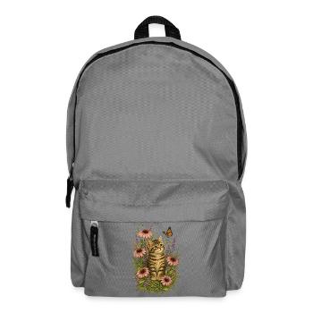 Floral Kitten in Bloom - Backpack - elephant grey - Front