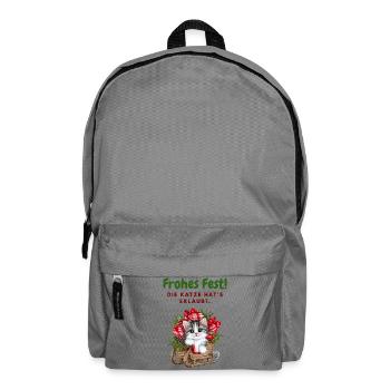 Frohes Fest... Weihnachen mit Katze - Rucksack - Mittelgrau - Vorne