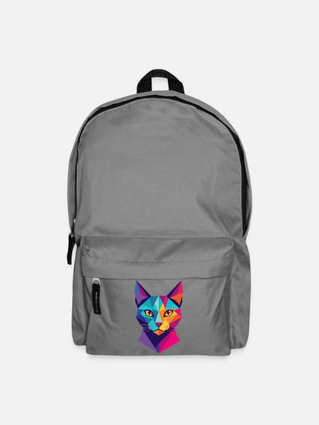 Katze Polygon geometrisch - Rucksack - Mittelgrau