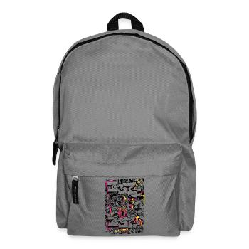 Neon-Graffiti auf urbaner Silhouette - Rucksack - Mittelgrau - Vorne