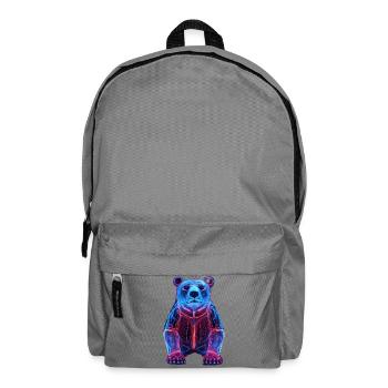 Neon Bär in Cyber-Design - Rucksack - Mittelgrau - Vorne