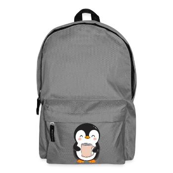 Niedlicher Pinguin mit Kaffeetasse - Entzückendes Design - Rucksack - Mittelgrau - Vorne