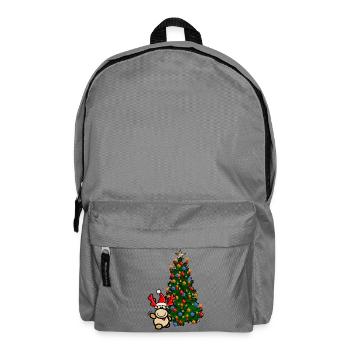 Reindeer Elmondo in front of a colorful Christmas tree - Backpack - elephant grey - Front