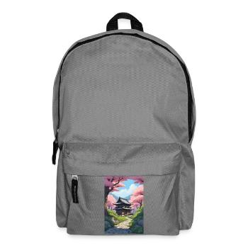 Temple japonais parmi les cerisiers en fleurs - Sac à dos - gris éléphant - Devant