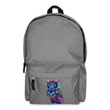 Neon Tribal Owl Design - Backpack - elephant grey - Front