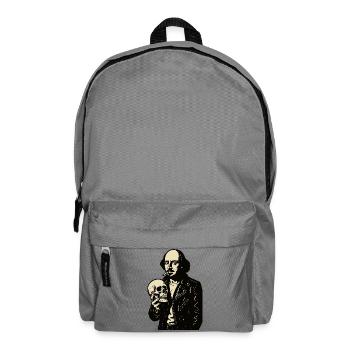 William Shakespeare with skull portrait - Backpack - elephant grey - Front