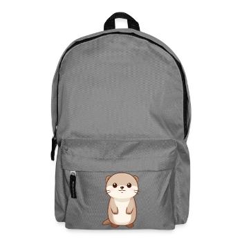 Cute otter – Happy animal drawing - Backpack - elephant grey - Front