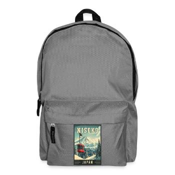 Winter Paradise in Niseko Japan Vintage Travel Art - Backpack - elephant grey - Front