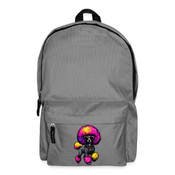 Neon poodle with sunglasses - Backpack - elephant grey - Front