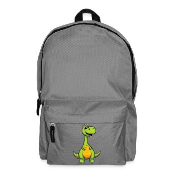 Cheerful dinosaur with orange belly - Backpack - elephant grey - Front