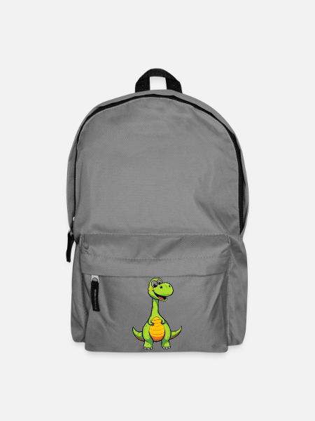 Fröhlicher Dino mit Orangen Bauch - Rucksack - Mittelgrau