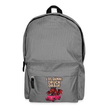 Drache Günni im pinken Flitzer - Rucksack - Mittelgrau - Vorne