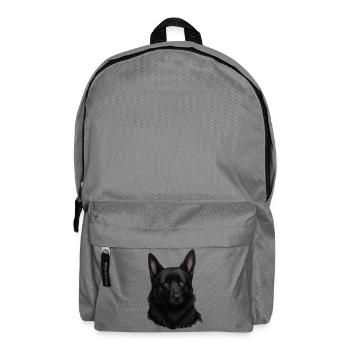 Schwarzer Schäferhund Kopf Portrait - Rucksack - Mittelgrau - Vorne