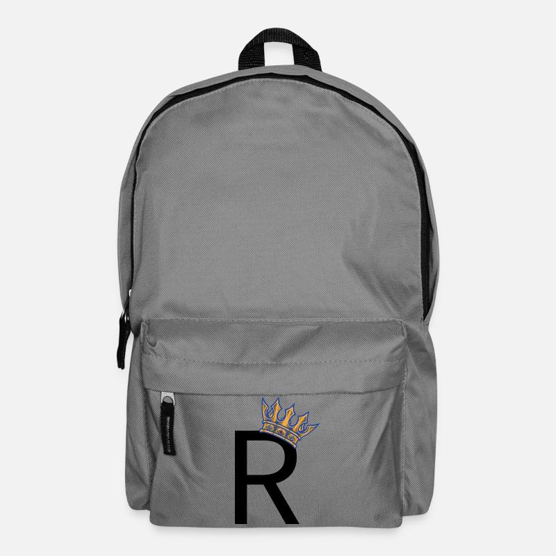 R mit Krone – Royal Typo Design - Rucksack - Mittelgrau