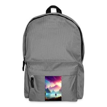 Landscape with lake, boat and mountains - Backpack - elephant grey - Front