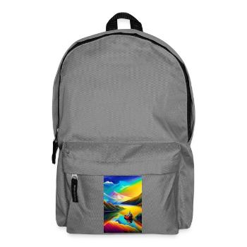 Landscape with lake, boat and mountains - Backpack - elephant grey - Front