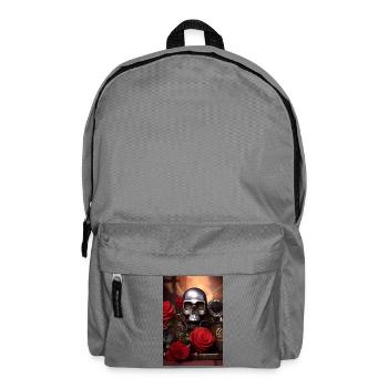 Metall Totenkopf mit Rosen - Rucksack - Mittelgrau - Vorne