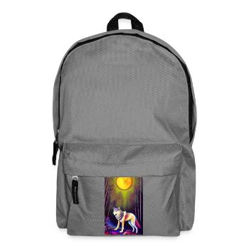 Wolf und Mond - Rucksack - Mittelgrau - Vorne