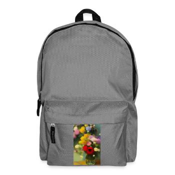 Fleurs et papillon - Sac à dos - gris éléphant - Devant