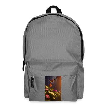 Fleurs et papillon - Sac à dos - gris éléphant - Devant