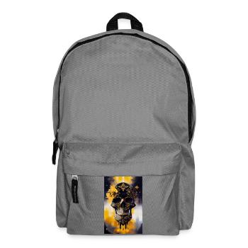 Schwarz-goldener Totenkopf 2 - Rucksack - Mittelgrau - Vorne