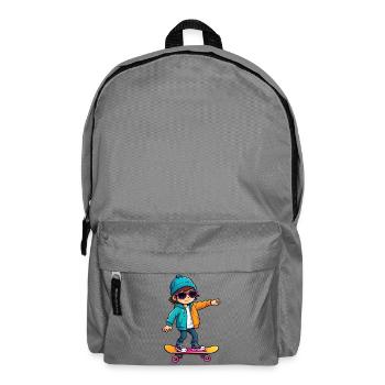 Cool Happy Skateboarding Kid - Backpack - elephant grey - Front