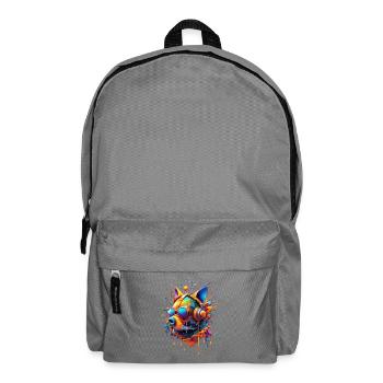 Tête de Chien Futuriste Stylisée Type Molosse - Sac à dos - gris éléphant - Devant
