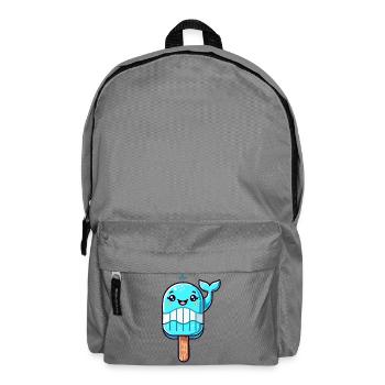 An ice cream in the shape of a smiling whale - Backpack - elephant grey - Front