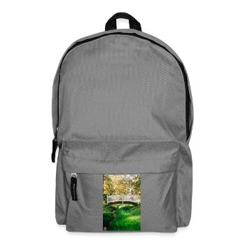 Weiße Gartenbrücke im Grünen - Rucksack - Mittelgrau - Vorne