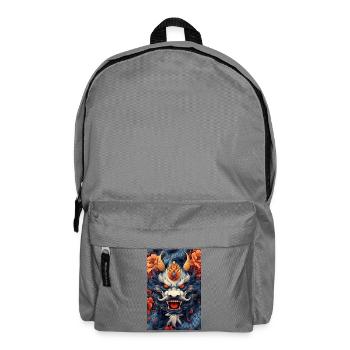 Blauer Drachenkopf mit Feuerblumen - Rucksack - Mittelgrau - Vorne