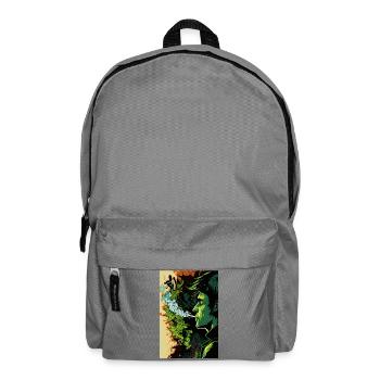 Green Psychedelic Face - Backpack - elephant grey - Front