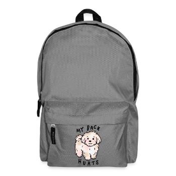 Fluffy Maltese Dog – Cute Cartoon Dog - Backpack - elephant grey - Front
