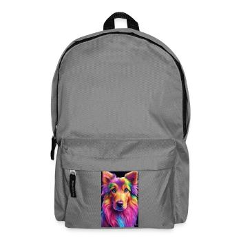 Rainbow Collie Portrait - Backpack - elephant grey - Front