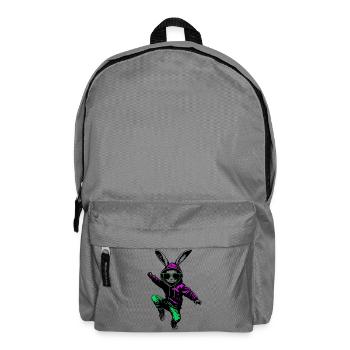 Cooler Hase Osterhase im Jogger mit Sonnenbrille - Rucksack - Mittelgrau - Vorne