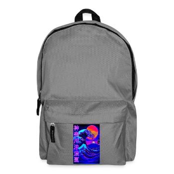 Big Wave Kanagawa Neon Style - Vaporwave - Backpack - elephant grey - Front