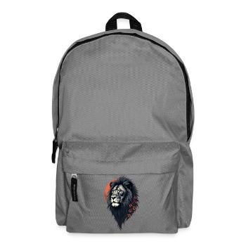 Kraft und Zartheit vereint, ein schwarzer Löwe - Rucksack - Mittelgrau - Vorne