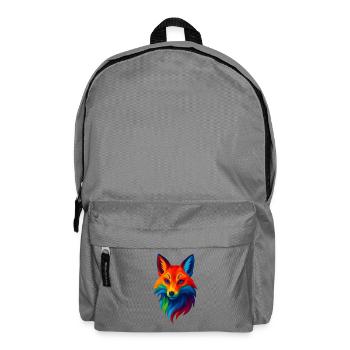 WPAP Style Animals - Kitsune Fox Spirit - Backpack - elephant grey - Front