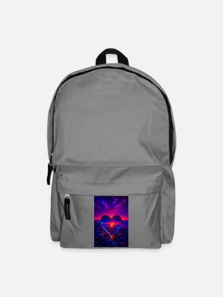 Galactic Heart Sunset – Magisches Herz-Design - Rucksack - Mittelgrau
